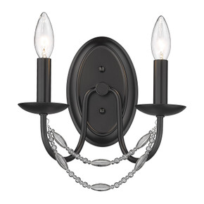 Sconces Double Candle by Golden ( 62 | 7644-2W BLK Mirabella ) 