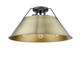Flush Mounts Metal Shade by Golden ( 62 | 3306-3FM BLK-AB Orwell ) 