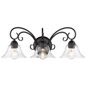 Bathroom Fixtures Three Lights by Golden ( 62 | 8606-BA3 BLK-CLR Homestead ) 