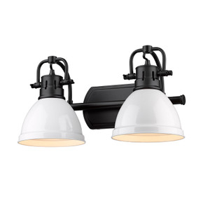 Bathroom Fixtures Two Lights by Golden ( 62 | 3602-BA2 BLK-WH Duncan ) 