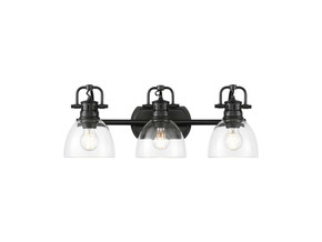 Bathroom Fixtures Three Lights by Golden ( 62 | 3602-BA3 BLK-CLR Duncan ) 
