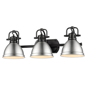 Bathroom Fixtures Three Lights by Golden ( 62 | 3602-BA3 BLK-PW Duncan ) 