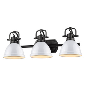 Bathroom Fixtures Three Lights by Golden ( 62 | 3602-BA3 BLK-WH Duncan ) 