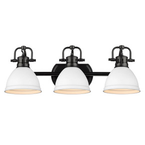 Bathroom Fixtures Three Lights by Golden ( 62 | 3602-BA3 BLK-WHT Duncan ) 