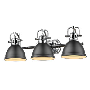 Bathroom Fixtures Three Lights by Golden ( 62 | 3602-BA3 CH-BLK Duncan ) 