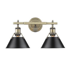 Bathroom Fixtures Two Lights by Golden ( 62 | 3306-BA2 AB-BLK Orwell ) 