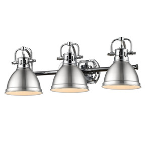 Bathroom Fixtures Three Lights by Golden ( 62 | 3602-BA3 CH-PW Duncan ) 