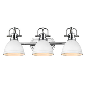 Bathroom Fixtures Three Lights by Golden ( 62 | 3602-BA3 CH-WHT Duncan ) 