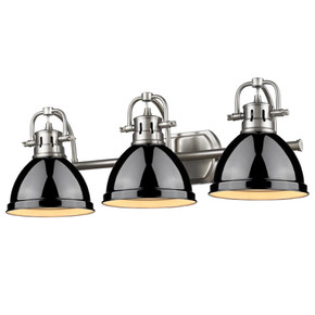 Bathroom Fixtures Three Lights by Golden ( 62 | 3602-BA3 PW-BK Duncan ) 
