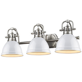 Bathroom Fixtures Three Lights by Golden ( 62 | 3602-BA3 PW-WH Duncan ) 