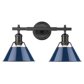 Bathroom Fixtures Two Lights by Golden ( 62 | 3306-BA2 BLK-NVY Orwell ) 