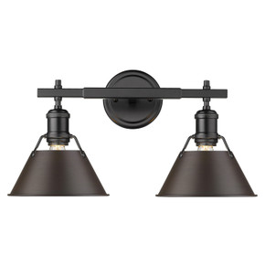 Bathroom Fixtures Two Lights by Golden ( 62 | 3306-BA2 BLK-RBZ Orwell ) 