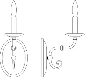 Sconces Single Candle by Framburg ( 8 | 2371 AB Jamestown ) 