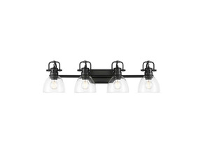 Bathroom Fixtures Four Lights by Golden ( 62 | 3602-BA4 BLK-CLR Duncan ) 