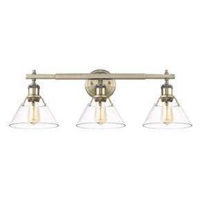 Bathroom Fixtures Three Lights by Golden ( 62 | 3306-BA3 AB-CLR Orwell ) 