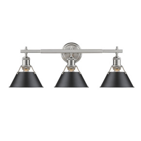 Bathroom Fixtures Three Lights by Golden ( 62 | 3306-BA3 PW-BLK Orwell ) 