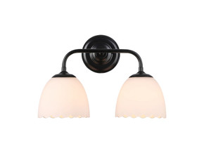 Bathroom Fixtures Two Lights by Golden ( 62 | 6954-BA2 BLK-OP Dorinda ) 