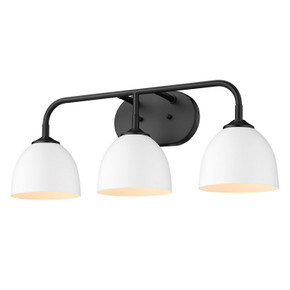 Bathroom Fixtures Three Lights by Golden ( 62 | 6956-BA3 BLK-WHT Zoey ) 
