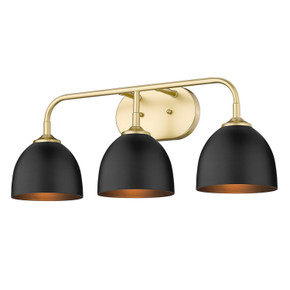 Bathroom Fixtures Three Lights by Golden ( 62 | 6956-BA3 OG-BLK Zoey ) 