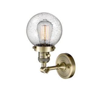 Sconces Single Glass by Innovations ( 405 | 203SW-AB-G204-6-LED Franklin Restoration ) 