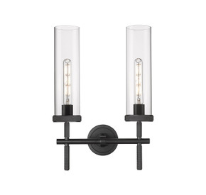Sconces Double Glass by Innovations ( 405 | 471-2W-BK-G471-12CL Downtown Urban ) 
