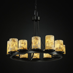 Mid. Chandeliers Glass Up by Justice Designs ( 102 | ALR-8768-10-MBLK Alabaster Rocks ) 