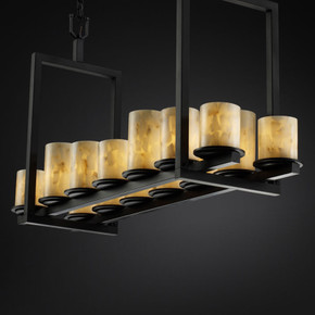 Linear/Island 4 Light + by Justice Designs ( 102 | ALR-8769-10-MBLK Alabaster Rocks ) 