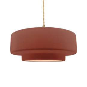 Pendants Drum Shade by Justice Designs ( 102 | CER-6545-CLAY-BRSS-BEIG-TWST Radiance ) 