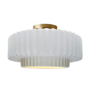Semi-Flush Mts. Drum Shade by Justice Designs ( 102 | CER-6375-WHT-BRSS Radiance ) 