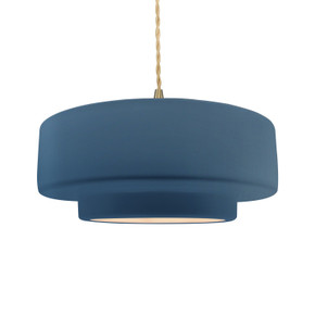 Pendants Drum Shade by Justice Designs ( 102 | CER-6545-MDMT-BRSS-BEIG-TWST Radiance ) 