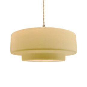 Pendants Drum Shade by Justice Designs ( 102 | CER-6545-MYLW-BRSS-BEIG-TWST Radiance ) 