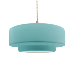 Pendants Drum Shade by Justice Designs ( 102 | CER-6545-RFPL-BRSS-BEIG-TWST Radiance ) 