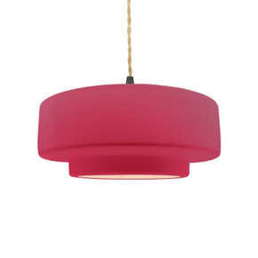 Pendants Drum Shade by Justice Designs ( 102 | CER-6543-CRSE-MBLK-BEIG-TWST Radiance ) 