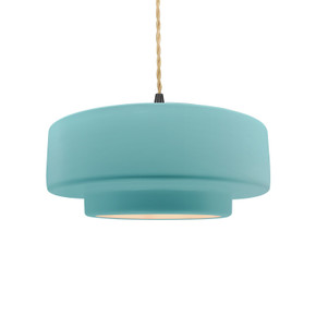 Pendants Drum Shade by Justice Designs ( 102 | CER-6543-RFPL-MBLK-BEIG-TWST Radiance ) 