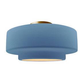 Semi-Flush Mts. Drum Shade by Justice Designs ( 102 | CER-6365-SKBL-BRSS Radiance ) 