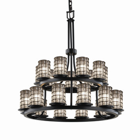 Mid. Chandeliers Glass Up by Justice Designs ( 102 | WGL-8767-10-GRCB-MBLK Wire Glass ) 