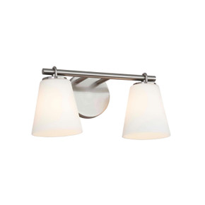 Bathroom Fixtures Two Lights by Justice Designs ( 102 | FSN-8032-OPAL-NCKL Fusion ) 