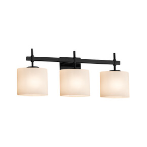 Bathroom Fixtures Three Lights by Justice Designs ( 102 | FSN-8413-30-OPAL-MBLK Fusion ) 