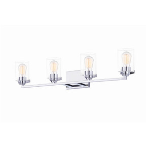 Bathroom Fixtures Four Lights by Justice Designs ( 102 | FSN-8094-CLER-CROM Fusion ) 