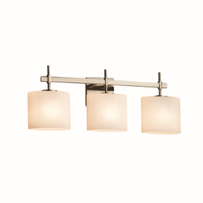 Bathroom Fixtures Three Lights by Justice Designs ( 102 | FSN-8413-30-OPAL-NCKL-LED3-2100 Fusion ) 