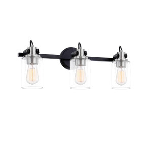 Bathroom Fixtures Three Lights by Justice Designs ( 102 | FSN-8193-CLER-MBNK Fusion ) 