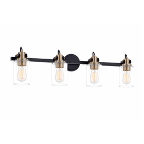 Bathroom Fixtures Four Lights by Justice Designs ( 102 | FSN-8194-CLER-MBBR Fusion ) 