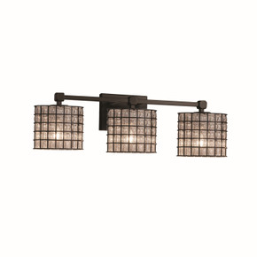 Bathroom Fixtures Three Lights by Justice Designs ( 102 | WGL-8423-30-GRCB-MBLK Wire Glass ) 