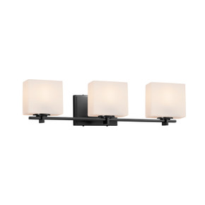 Bathroom Fixtures Three Lights by Justice Designs ( 102 | FSN-8443-55-OPAL-MBLK-LED3-2100 Fusion ) 