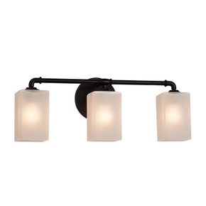 Bathroom Fixtures Three Lights by Justice Designs ( 102 | FSN-8463-15-FRCR-MBLK Fusion ) 