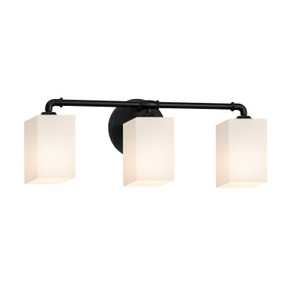 Bathroom Fixtures Three Lights by Justice Designs ( 102 | FSN-8463-15-OPAL-MBLK Fusion ) 