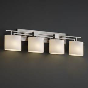 Bathroom Fixtures Four Lights by Justice Designs ( 102 | FSN-8704-30-OPAL-NCKL Fusion ) 