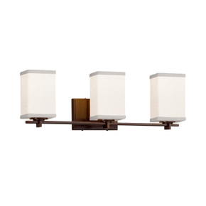 Bathroom Fixtures Three Lights by Justice Designs ( 102 | FAB-8443-15-WHTE-DBRZ-LED3-2100 Textile ) 