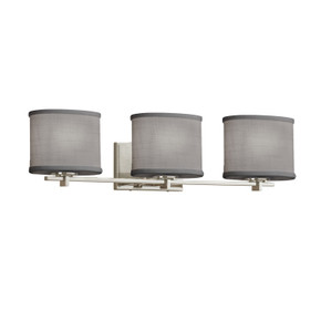 Bathroom Fixtures Three Lights by Justice Designs ( 102 | FAB-8443-30-GRAY-NCKL-LED3-2100 Textile ) 