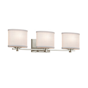 Bathroom Fixtures Three Lights by Justice Designs ( 102 | FAB-8443-30-WHTE-NCKL-LED3-2100 Textile ) 